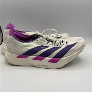Adidas Adizero Adios Pro 4 men’s 10 White and Purple Athletic Shoes S7
